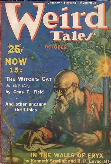 Cover of Weird Tales, October 1939, announcing "In the Walls of Eryx" by Kenneth Sterling and H. P. Lovecraft